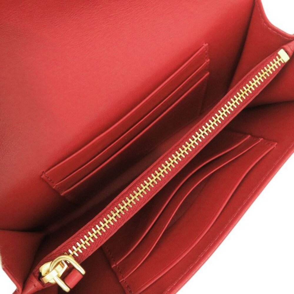Prada 1 M1437 Nylon Leather Red Shoulder Wallet Long Wallet Red 1800 - Picture 5 of 8